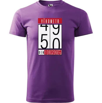 Pánské tričko Pánské tričko s potiskem Věkometr 50 Velikost: S, Barva trička: Fialová