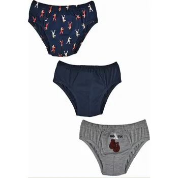 Kojenecký body Baby Nellys Chlapecké bavlněné slipy, Boxing- 3ks v balení, šedé/granát vel. 122/128 cm