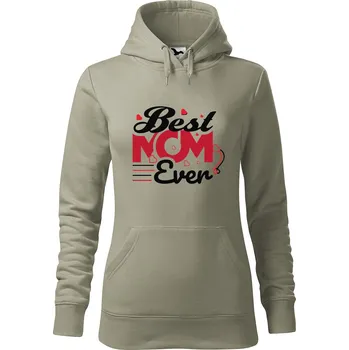 Pánská mikina Mikina s kapucí a potiskem Best mom ever Velikost (žena): S, Vyberte barvu: Světlá khaki
