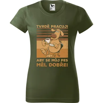 Dámské tričko s potiskem Můj pes Barva trička: Khaki - 09, Velikost: XL