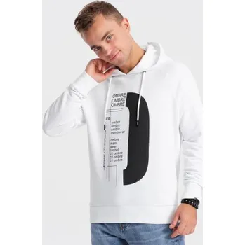 Pánská mikina Ombre Clothing Zajímavá bílá mikina s popisem V1 SSPS-0152