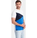 Ombre Clothing Stylové bílo-modré tričko V4 TSCT-0174