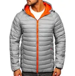 Šedá pánská přechodová prošívaná bunda s kapucí Bolf 13022 - 2XL
