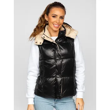 Černá dámská prošívaná vesta s kapucí Bolf 81257 - M