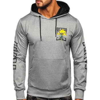 Pánská móda Šedá pánská mikina s kapucí a potiskem Bolf HM611 - XL