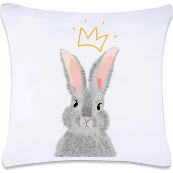 Dekorativní polštářek Dekorační polštář s potiskem Králík s korunkou 40 x 40 cm Oboustranný tisk: NE