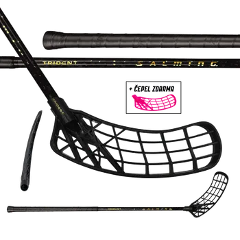 Florbalová hůl SALMING Q-series Carbon Pro 2.0 LTD Trident F29 Black/Gold 92(103 R) - 92 (103) cm/Pravá ruka dole