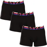 Styx 3PACK pánské boxerky long sportovní guma černé trikolóra (3U1960) L