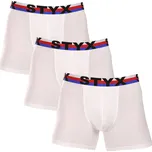 Styx 3PACK pánské boxerky long sportovní guma bílé trikolóra (3U2061) L