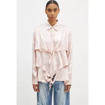 Dámská košile Košile Martine Rose Knotted Shirt dámská, růžová barva, relaxed, s klasickým límcem, 436WS08106, S, 30X