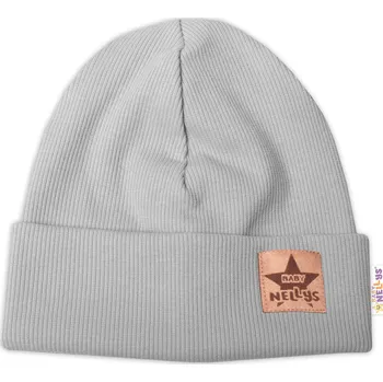 Čepice Baby Nellys Žebrovaná dvouvrstvá čepice s lemem - šedá vel. 92/98