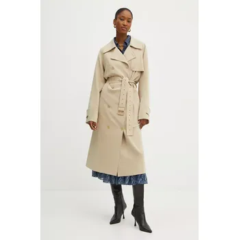 Dámský kabát Trench kabát MICHAEL Michael Kors dámský, béžová barva, přechodný, MT420EXENX 02X, vel. L