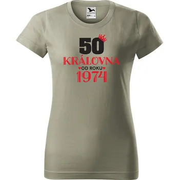 Dámské tričko Dámské tričko s potiskem 50 let královna Barva trička: Světlá khaki - 28, Velikost: XL