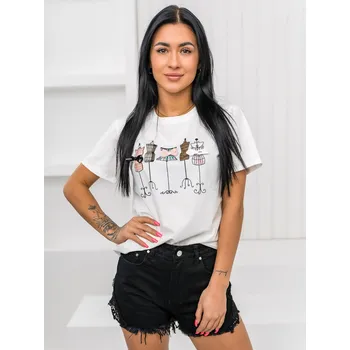 Dámské tričko Bílé dámské tričko s aplikacií Bolf 97T2111 - M/L