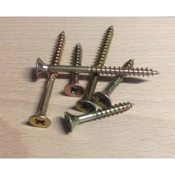 Vrut Vrut do dřeva 5x80 křížová drážka částečný závit 100ks (Vrut do dřeva žlutý pozink,Pz)