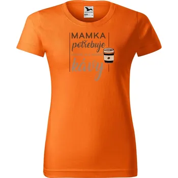 Dámské tričko Dámské tričko s potiskem Mamka potřebuje kávu Barva trička: Oranžová - 11, Velikost: L