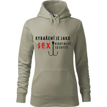 Pánská mikina Dámská mikina Rybaření Velikost (žena): M, Vyberte barvu: Světlá khaki