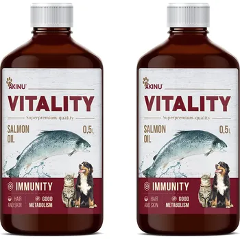 Akinu VITALITY Lososový olej doplněk stravy pro psy a kočky 2 x 500 ml