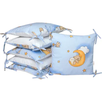 Dětsný nábytek Baby Nellys Polštářkový mantinel Medvídek na žebříku - modrý