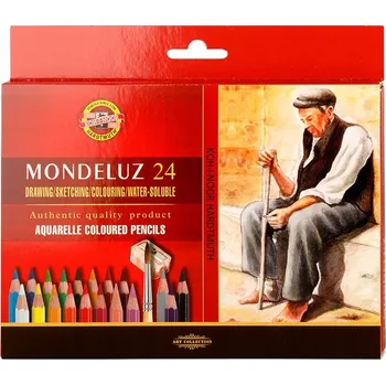 Pastelka AKVARELOVÉ PASTELKY vodní sada 24 barev Koh-I-Noor MONDELUZ + ŠTĚTEC