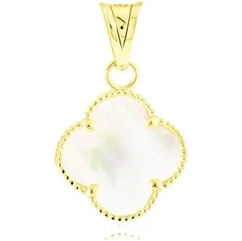 Přívěsek GEM-JEWEL Přívěšek ze žlutého zlata čtyřlístek s bílým onyxem ve stylu Vintage ZZ1387F Žlutá