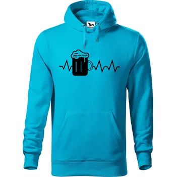 Pánská mikina Pánská mikina s potiskem Tep pivo Velikost (muž): L, Vyberte barvu: Tyrkysová