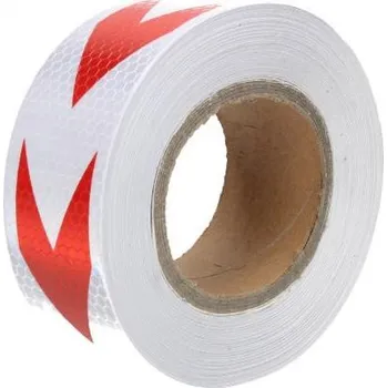 Páska reflexní lepící bílá 50mm/25m - červené šipky