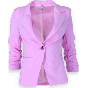 Dámské sako Sako řasený rukáv 6077 barva: fialová-lila, velikost: S