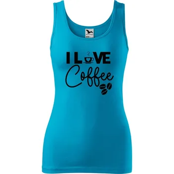 Dámské tílko s potiskem I love coffee Velikost: 2XL, Barva: Tyrkysová