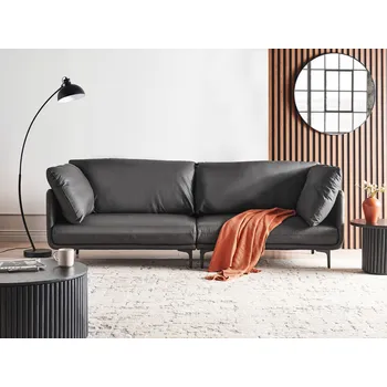 Pohovka 3místná pohovka černá veganská ekokůže polyester na nohách moderní industriální styl obývací pokoj Beliani