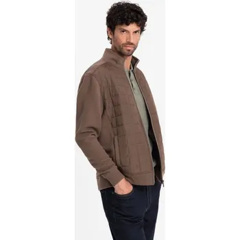 Pánská casual bunda Ombre Clothing Hnědá prošívaná přechodná bunda V3 JANP-0193