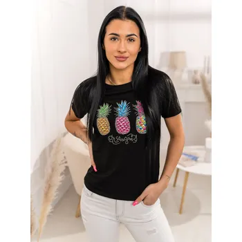 Dámské tričko Černé dámské tričko s aplikacií Bolf 95T2522 - L