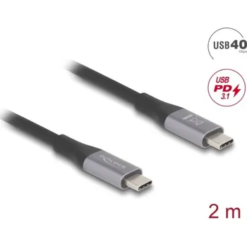 Datový kabel Delock USB 40 Gbps kabel USB Type-C™ samec na samec PD 3.1 240 W E-Marker 2 m šedá kovová 81192