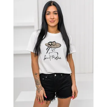 Dámské tričko Bílé dámské tričko s aplikacií Bolf 97T2112 - L/XL