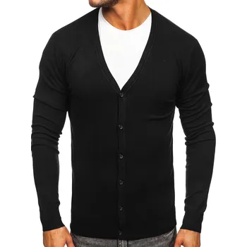 Pánský svetr Černý pánský svetr na knoflíky Bolf YY06 - 2XL