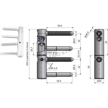 pant Závěs dveřní pant TRIO 20 žlutý zinek