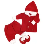 Z&Z 3-dílná pletená souprava, kabátek, kalhoty a botičky Baby Santa vel. 86