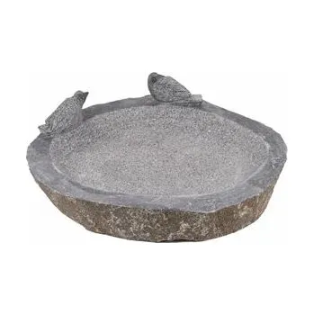 Zahradní dekorace Kamenné napajedlo se dvěma ptáčky 40 cm