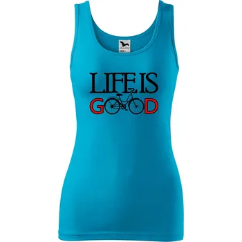Dámské tílko s potiskem Life is good Velikost: 2XL, Barva: Tyrkysová