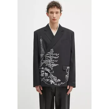 Dámské sako Blazer s příměsí vlny Kenzo černá barva, FF55VE1429RI.99, 48, 99X