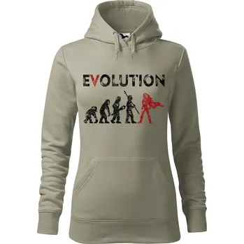 Pánská mikina Dámská mikina Evoluce hrdinka Velikost (žena): M, Vyberte barvu: Světlá khaki