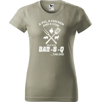 Dámské tričko s potiskem BAR-B-Q Barva trička: Světlá khaki - 28, Velikost: XL