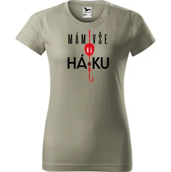 Dámské tričko s potiskem Mám vše na háčku Barva trička: Světlá khaki - 28, Velikost: S