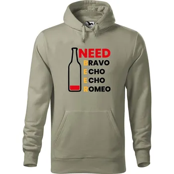 Pánská mikina Pánská mikina s potiskem Need beer Velikost (muž): L, Vyberte barvu: Světlá khaki