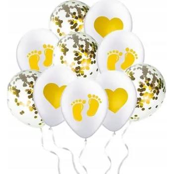 Balónek BALÓNKY na nohy Baby Shower konfety srdce 10 Ks