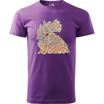 Pánské tričko Pánské tričko s potiskem Hlava kohouta Velikost: M, Barva trička: Fialová