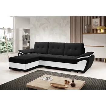 Sedací souprava Rozkládací rohová sedačka ERDORADO černá / bílá