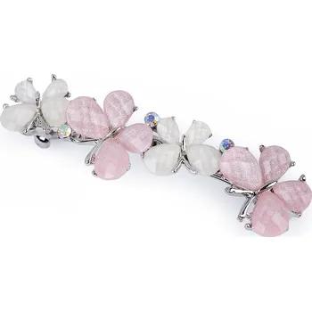 Francouzská spona do vlasů motýl, květ Varianta: 1 pudrová motýl, Balení: 1 ks