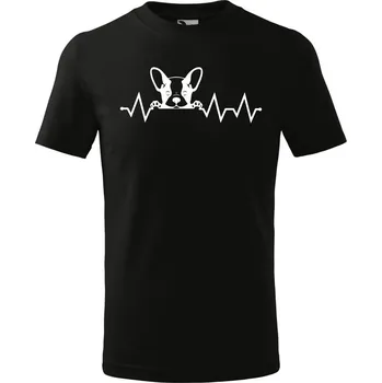 Chlapecké tričko Dětské tričko s potiskem Tep buldoček Velikost: 158/12 let, Barva trička: Černá