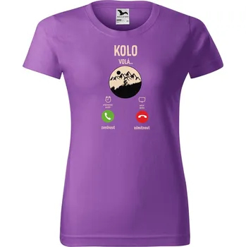 Dámské tričko Dámské tričko s potiskem Kolo volá Barva trička: Fialová - 64, Velikost: 2XL